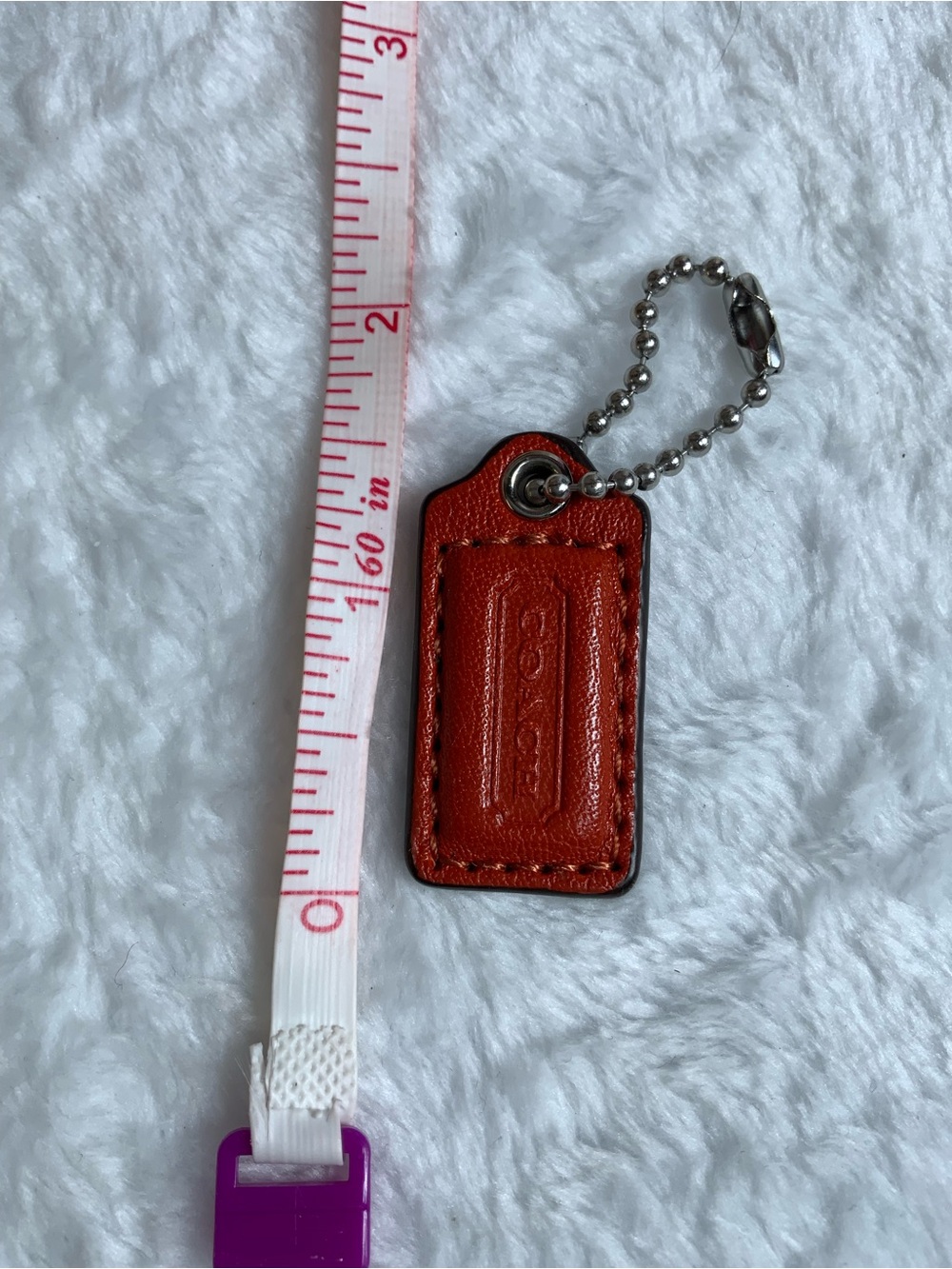 Coach Red Leather Keychain Tag with Ball Chain